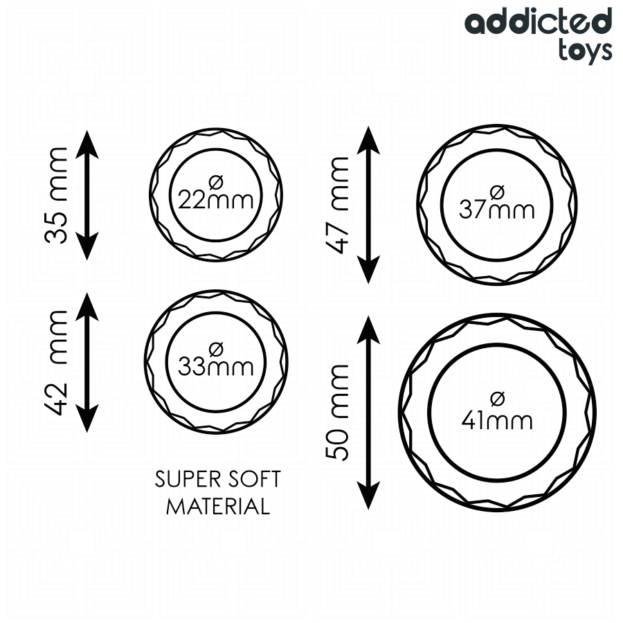 ADDICTED TOYS - LOT DE 4 ANNEAUX DE PÉNIS TEXTURÉS DE TAILLES DIFFÉRENTES