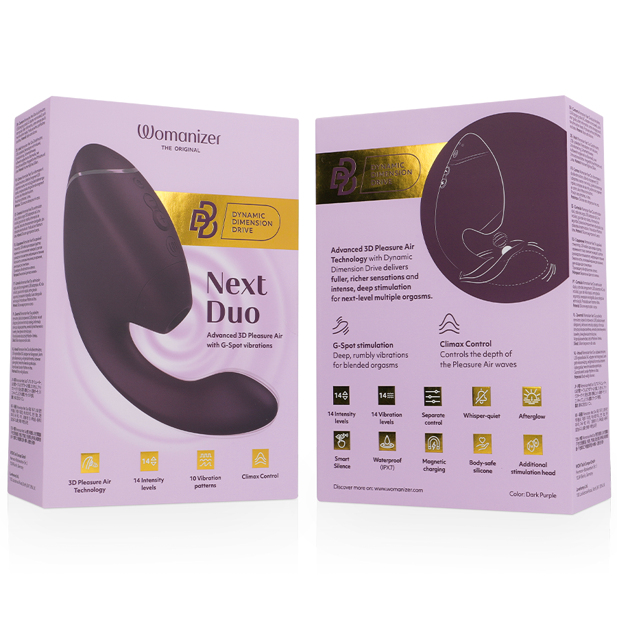 WOMANIZER - DUO NEXT DUAL CLITORAL & G-SPOT VIBRATOR STIMULATOR PURPLE