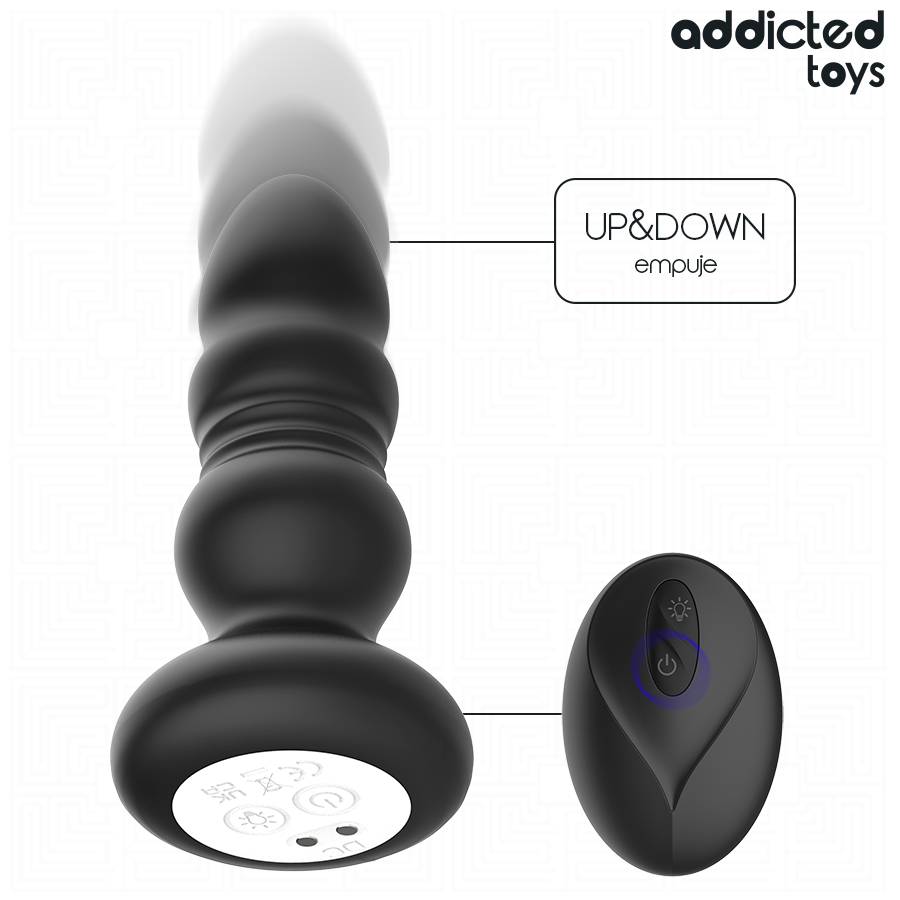 ADDICTED TOYS - ROTATING VIBRATING ANAL PLUG WITH LED LIGHT AND REMOTE CONTROL