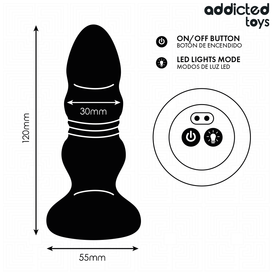 ADDICTED TOYS - ROTATING VIBRATING ANAL PLUG WITH LED LIGHT AND REMOTE CONTROL