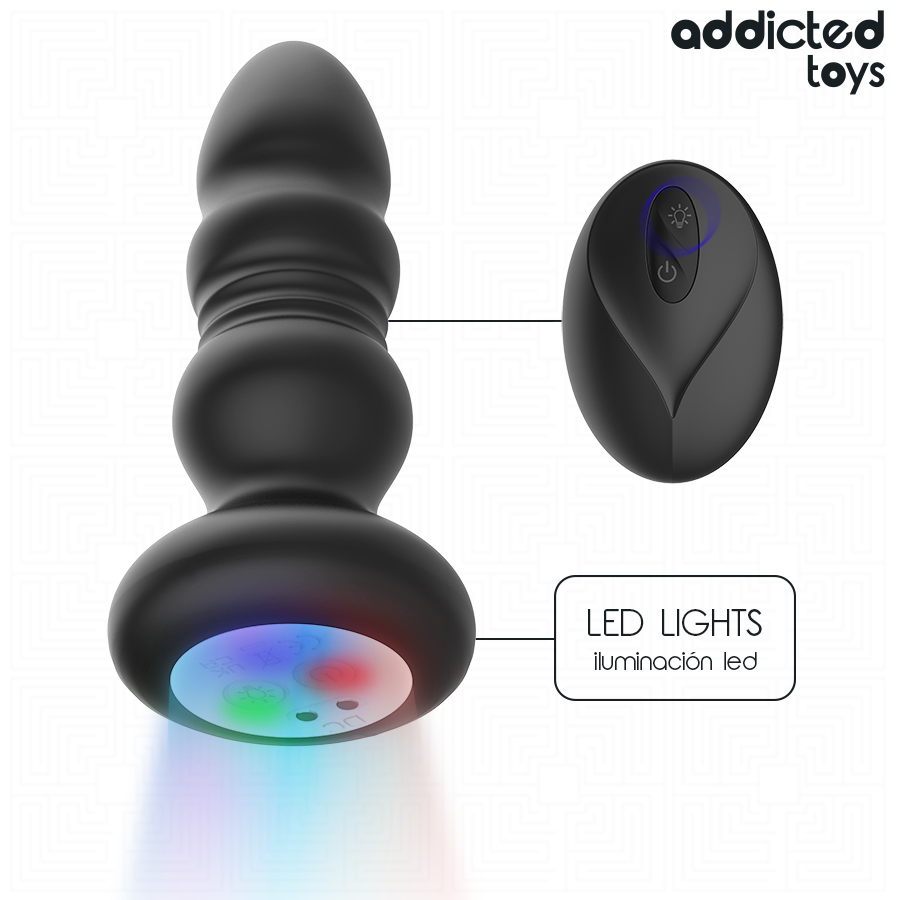 ADDICTED TOYS - ROTATING VIBRATING ANAL PLUG WITH LED LIGHT AND REMOTE CONTROL
