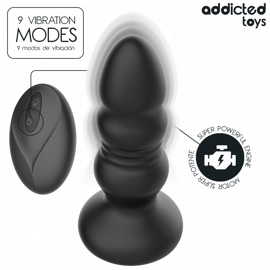 ADDICTED TOYS - ROTATING VIBRATING ANAL PLUG WITH LED LIGHT AND REMOTE CONTROL