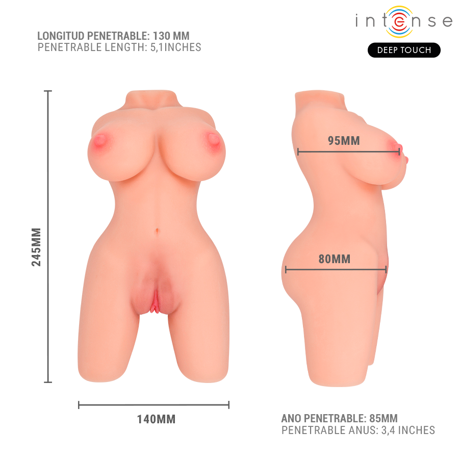 INTENSE DEEP TOUCH - JESSE TORSO MASTURBADOR MULTIPOSICION DOBLE VAGINA & ANO