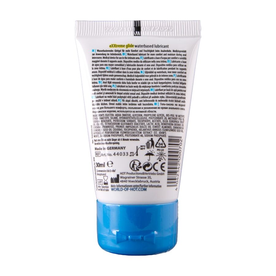 HOT - EXXTREME GLIDE LUBRICANTE BASE AGUA + ACEITE CONFORT A+ 30 ML