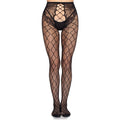 LEG AVENUE - 1966 MEDIAS DE RED CON PANTY SIN ENTREPIERNA NEGRO - TALLA ÚNICA