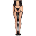 LEG AVENUE - 1968 MEDIAS DE LIGUERO CON ENCAJE NEGRO - TALLA ÚNICA