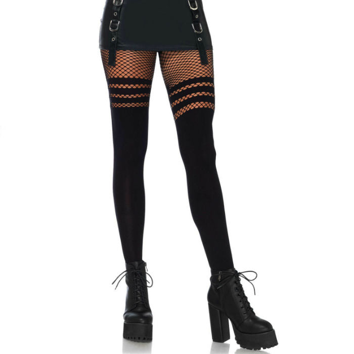LEG AVENUE - BLACK FISHNET PANTYHOUSE