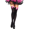 LEG AVENUE - BLACK NYLON TIGHTS WITH PINK BOW