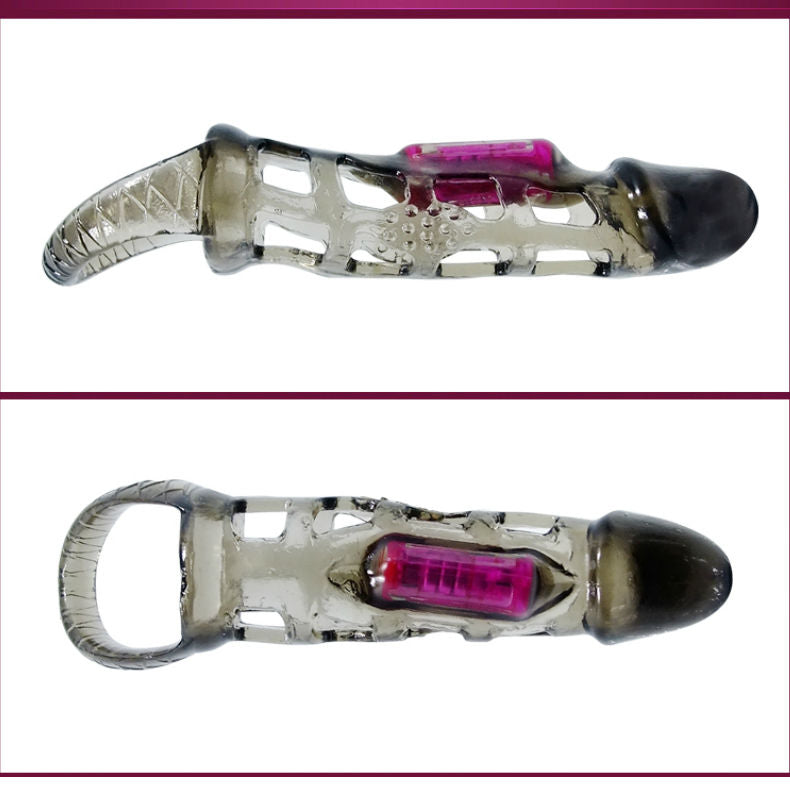 DANSE - GAINE D'EXTENSION DE PÉNIS VIBRANTE ET AVEC SANGLE 13.5 CM