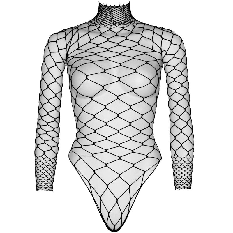 LEG AVENUE - TEDDY MESH BODY LONG SLEEVE BLACK S/M