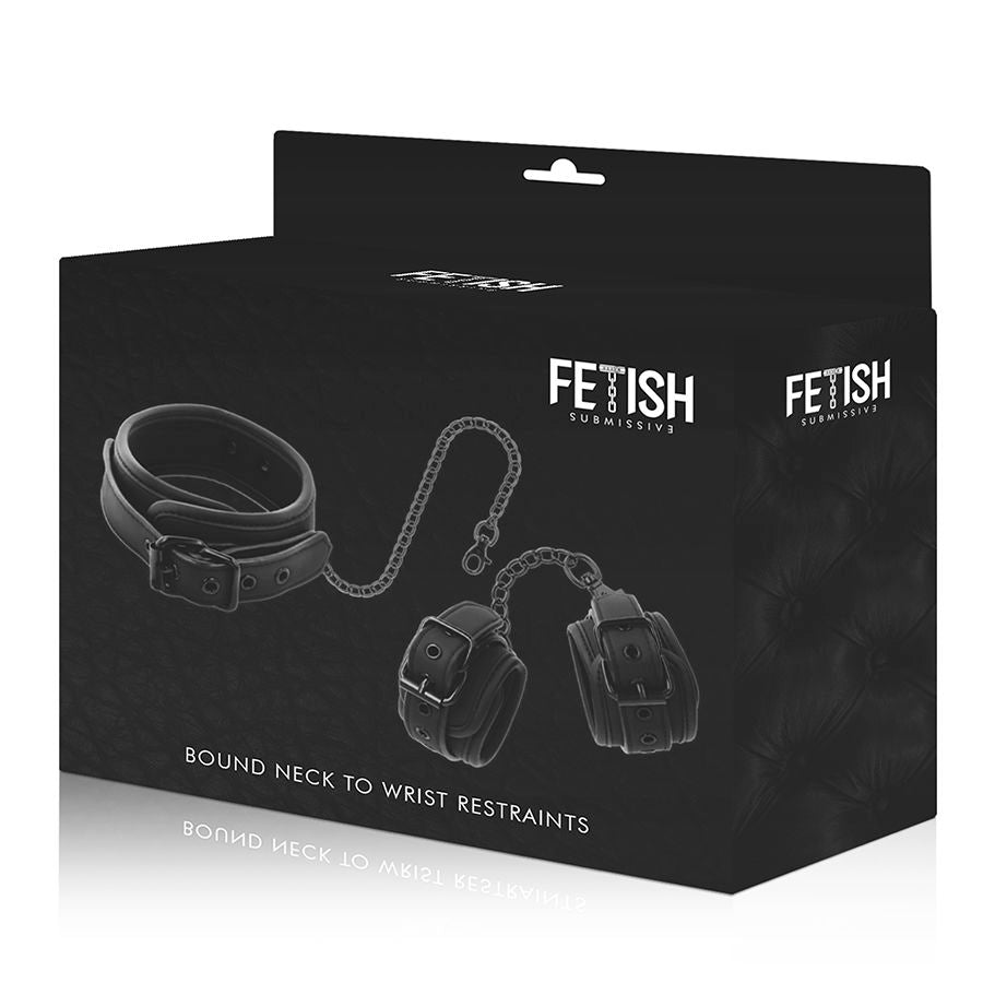 FETISH SUBMISSIVE - VEGAN LEATHER COLLAR AND HANDCUFFS WITH NEOPRENE LINING