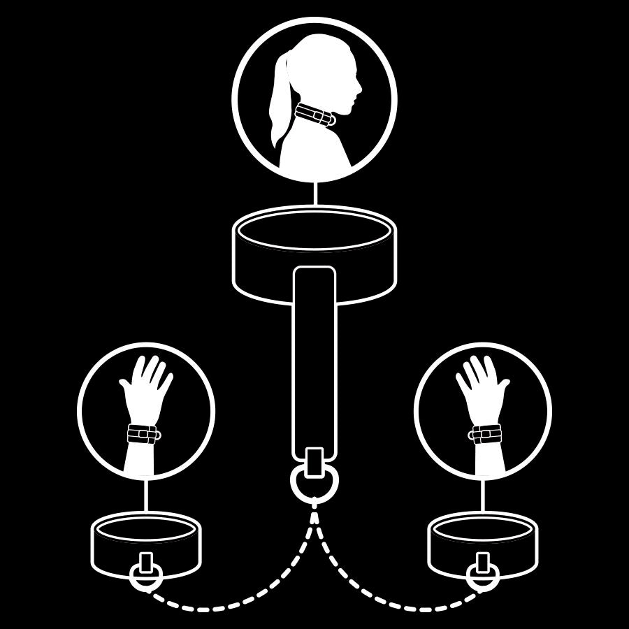 FETISH SUBMISSIVE - COLLAR Y ESPOSAS CUERO VEGANO CON FORRO DE NEOPRENO