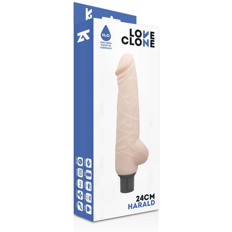 LOVECLONE - HARALD VIBROMASSEUR RÉALISTE AUTO-LUBRIFIANT 24 CM -O- 4 CM