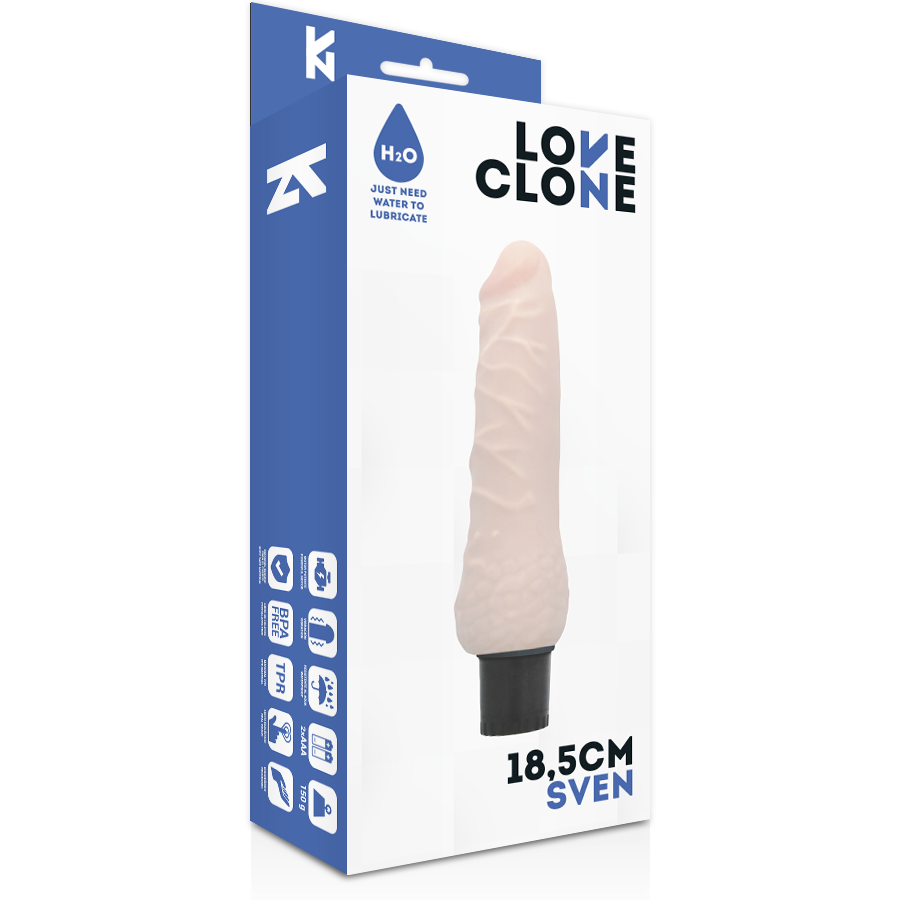 LOVECLONE - SVEN VIBRATEUR RÉALISTE AUTO-LUBRIFIANT 18,5 CM -Ø- 3,3 CM