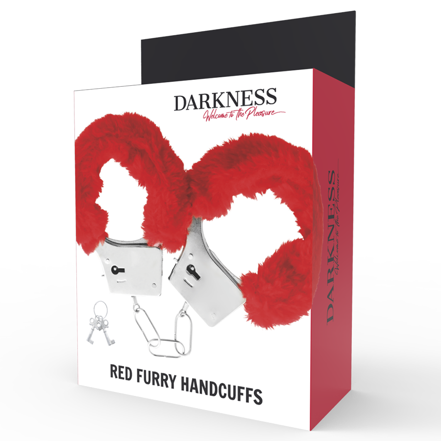 DARKNESS - RED-LINED METAL HANDCUFFS