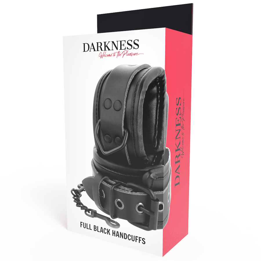 DARKNESS - ADJUSTABLE LEATHER HANDCUFFS BLACK
