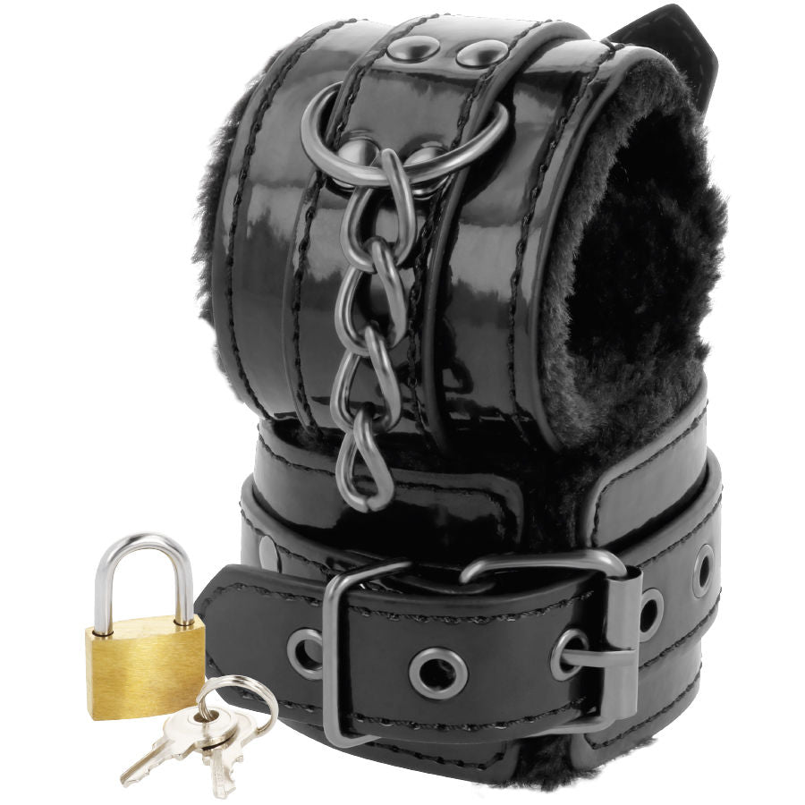 DARKNESS - MENOTTES CUIR RÉGLABLES CHEVILLES NOIRES AVEC CADENAS