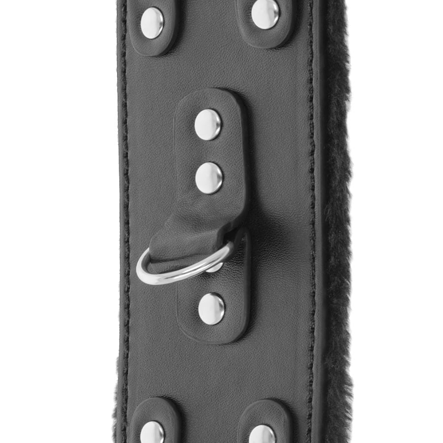 DARKNESS - ADJUSTABLE LEATHER HANDCUFFS WITH LINING, BLACK