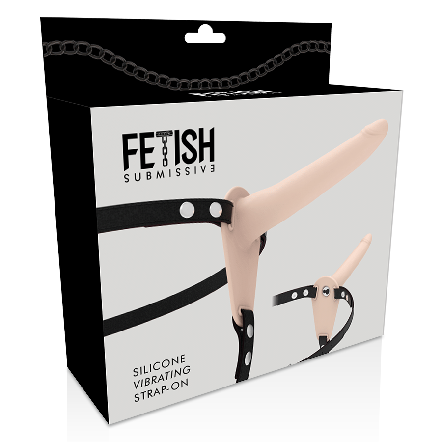 HARNAIS SOUMIS FÉTICHE - VIBREUR EN SILICONE FLESH 15 CM