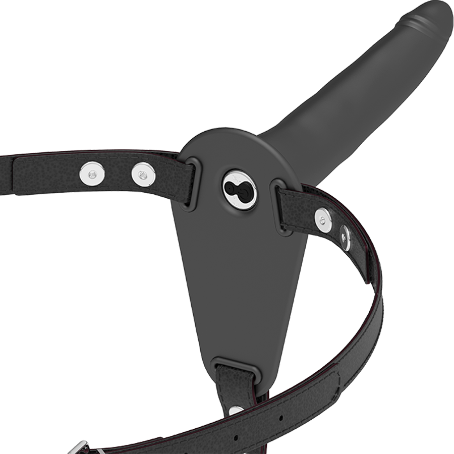 HARNAIS SOUMIS FÉTICHE - VIBRO EN SILICONE NOIR 15 CM