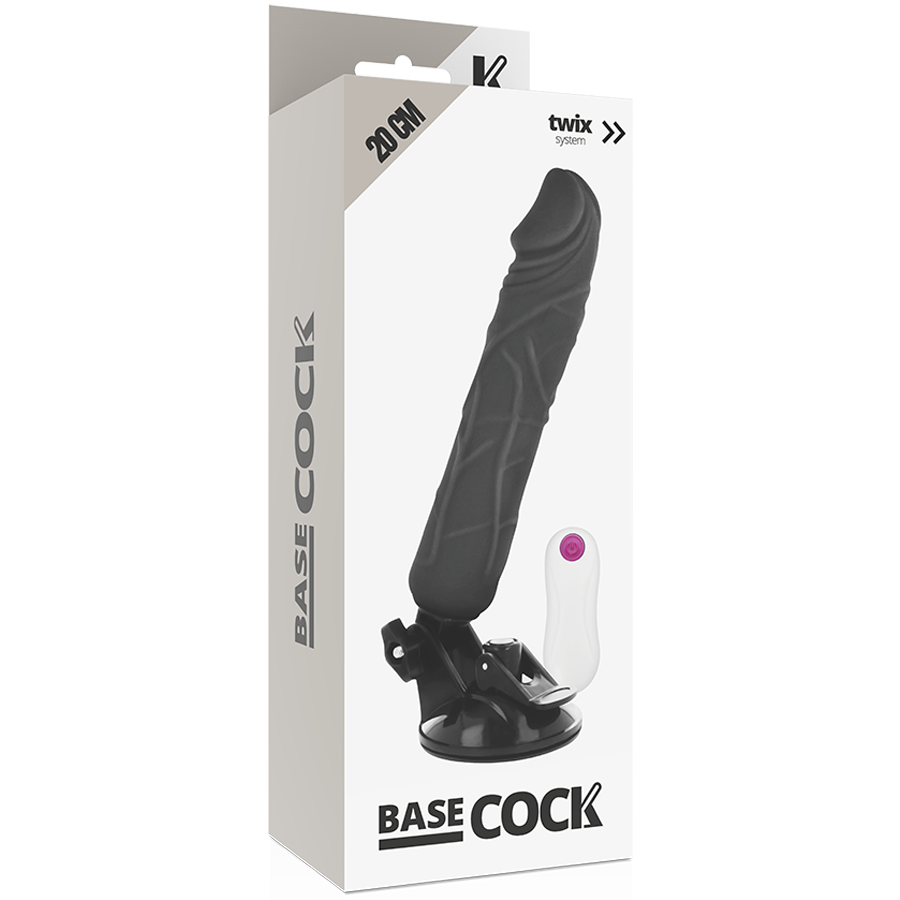 BASECOCK - VIBROMASSEUR RÉALISTE TÉLÉCOMMANDE NOIR 20 CM -O- 4 CM