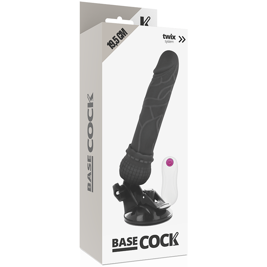 BASECOCK - VIBRATEUR RÉALISTE TÉLÉCOMMANDE NOIR 19,5 CM -O- 4 CM