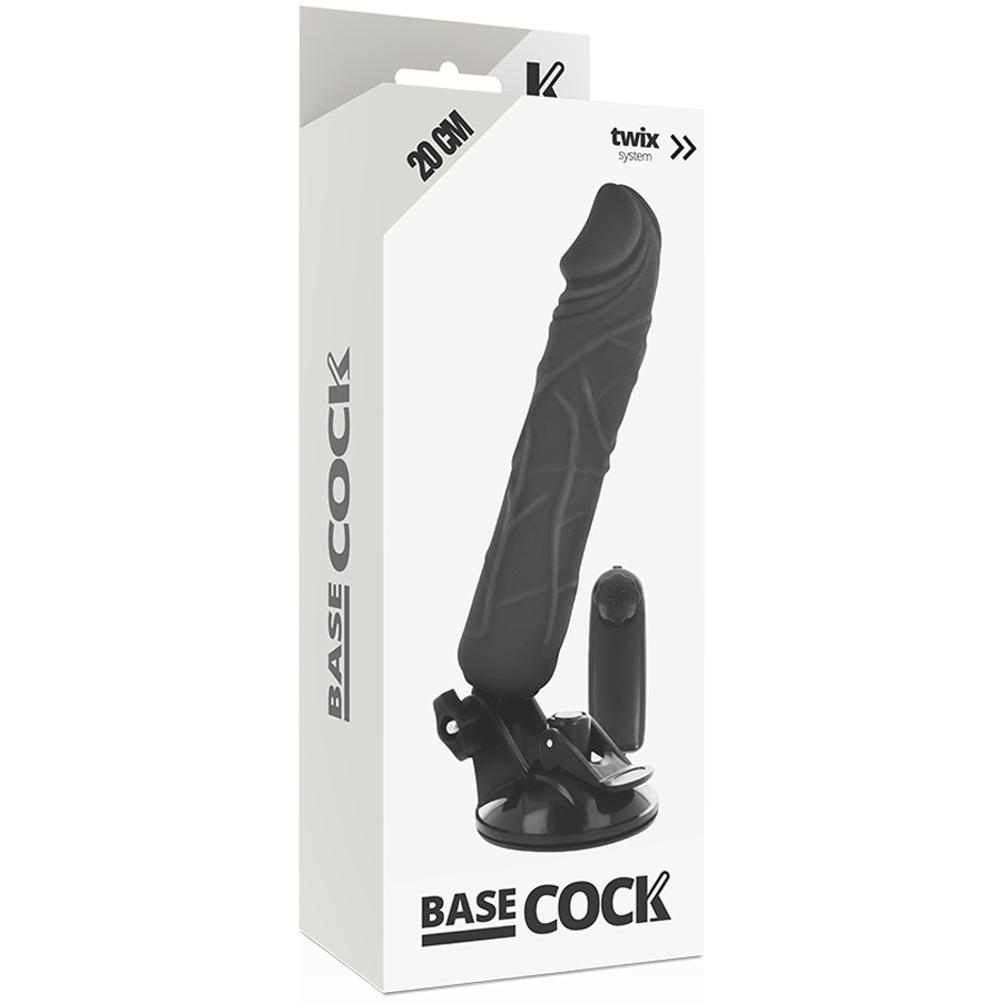 BASECOCK - VIBROMASSEUR RÉALISTE TÉLÉCOMMANDE NOIR 20 CM -O- 4 CM