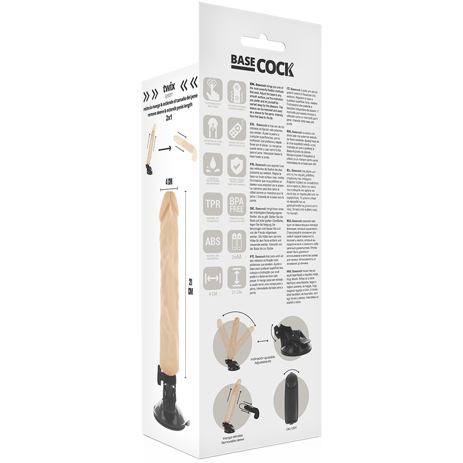 BASECOCK - VIBREUR RÉALISTE TÉLÉCOMMANDÉ NATUREL 21 CM -OU- 4 CM