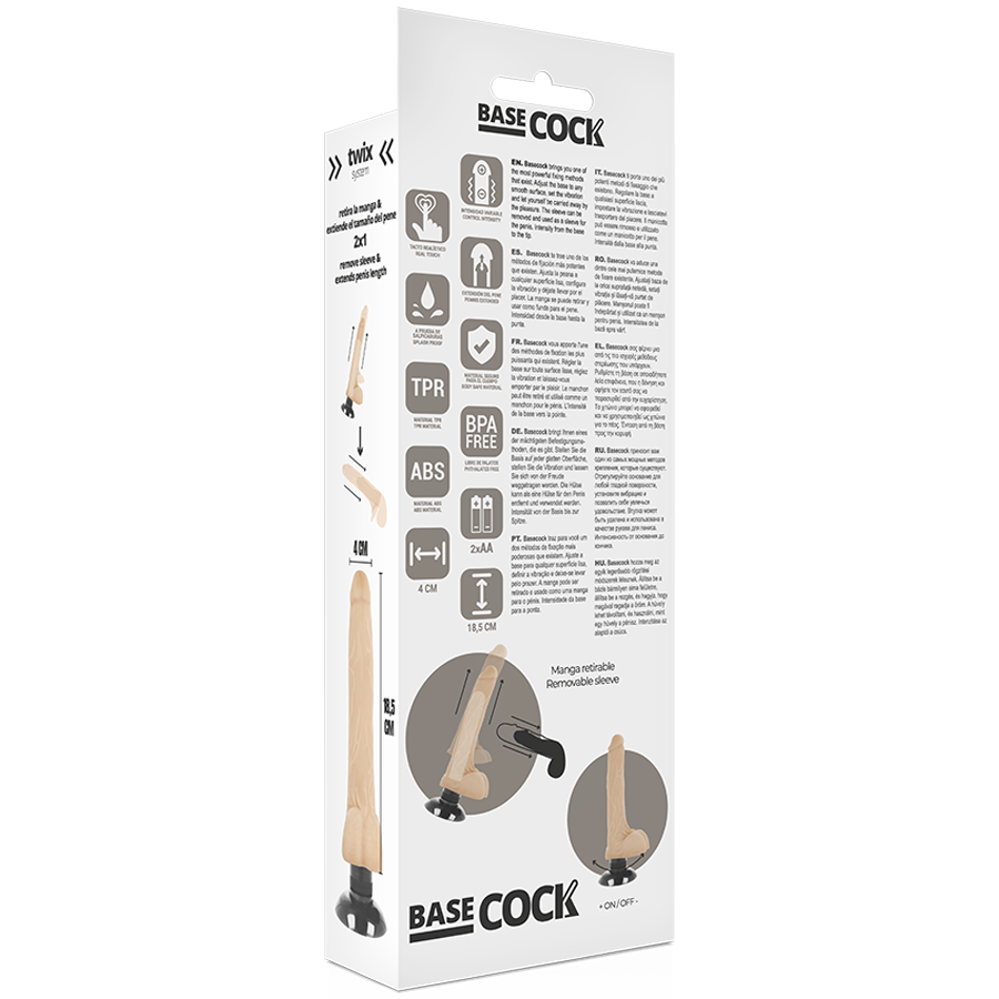 BASECOCK - VIBREUR RÉALISTE 2-1 NATUREL 18,5 CM -O- 4 CM