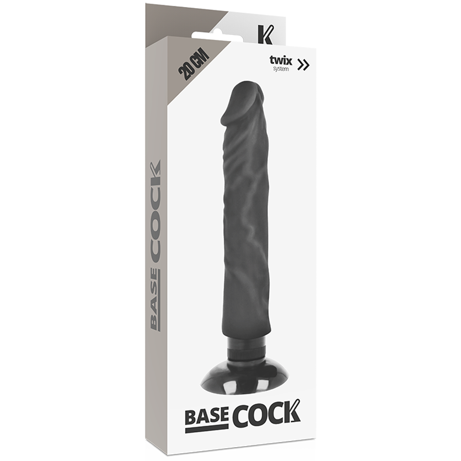 BASECOCK - VIBREUR RÉALISTE 2-1 NOIR NATUREL 20 CM -O- 4 CM
