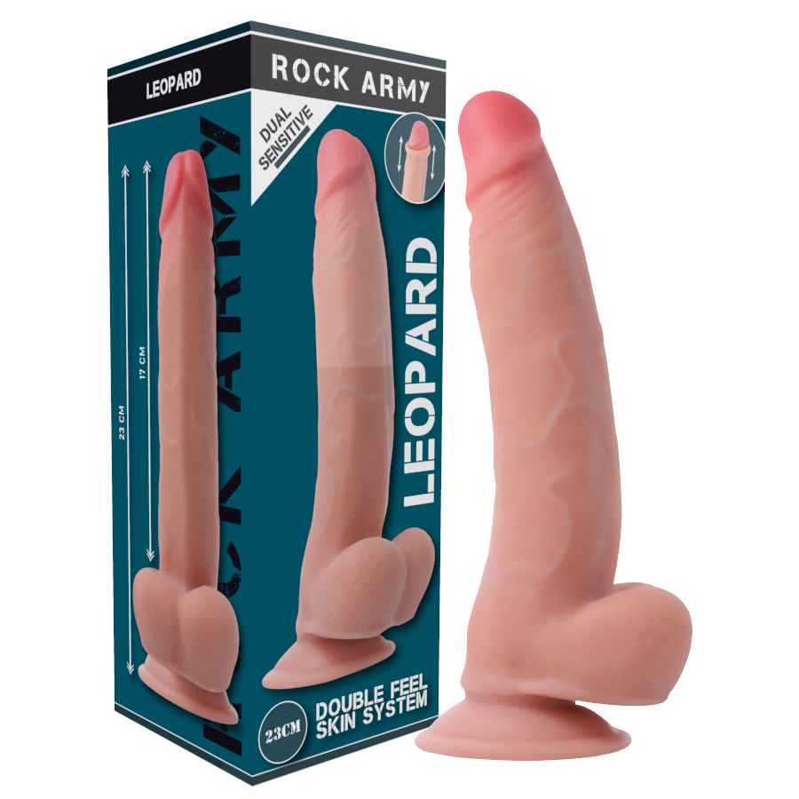 ROCKARMY - GODEMICHET RÉALISTE DOUBLE DENSITÉ LÉOPARD 23 CM -O- 4,77 CM