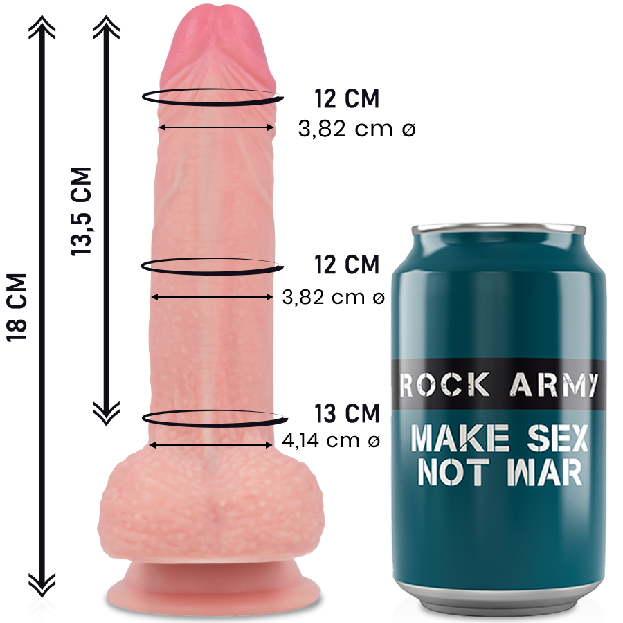 ROCKARMY - GODEMICHET RÉALISTE MUSTANG SILICONE LIQUIDE 18 CM -Ø- 4,14 CM