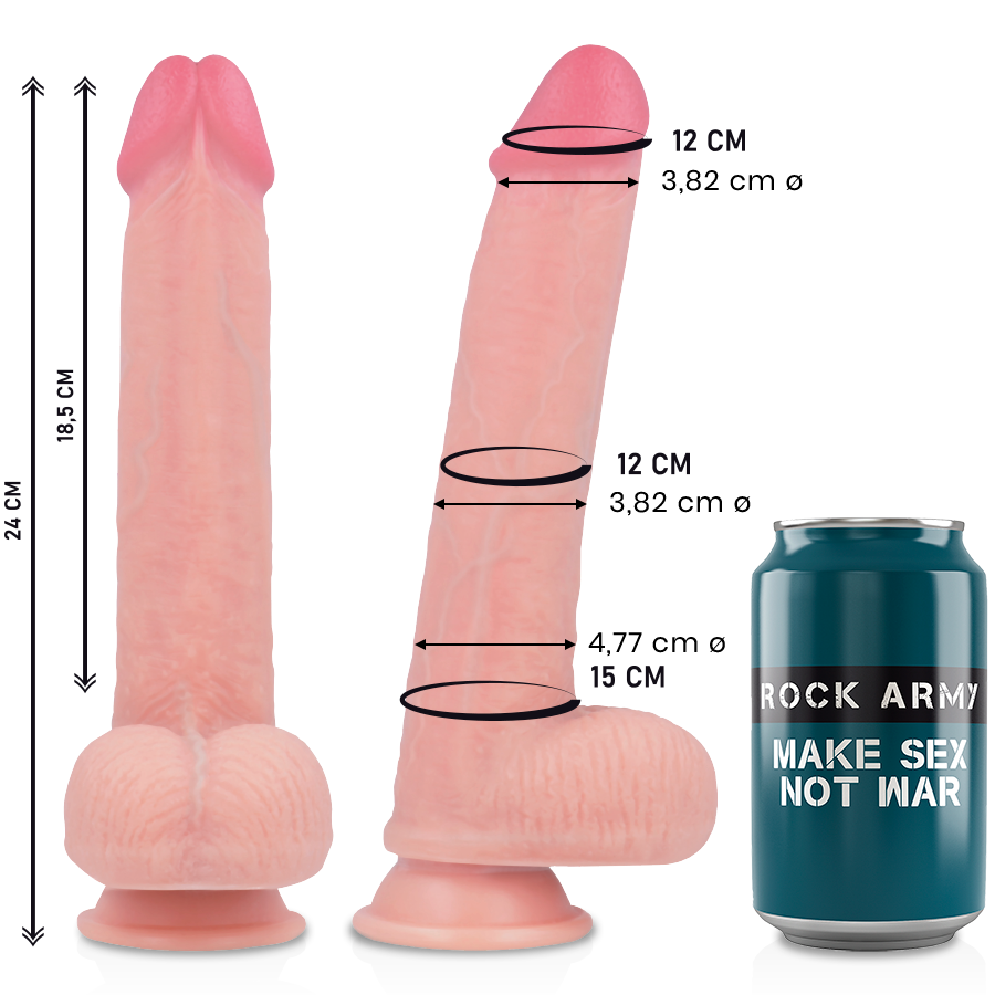 ROCKARMY - GODEMICHET RÉALISTE KINGCOBRA SILICONE LIQUIDE 24 CM -O- 4,77 CM