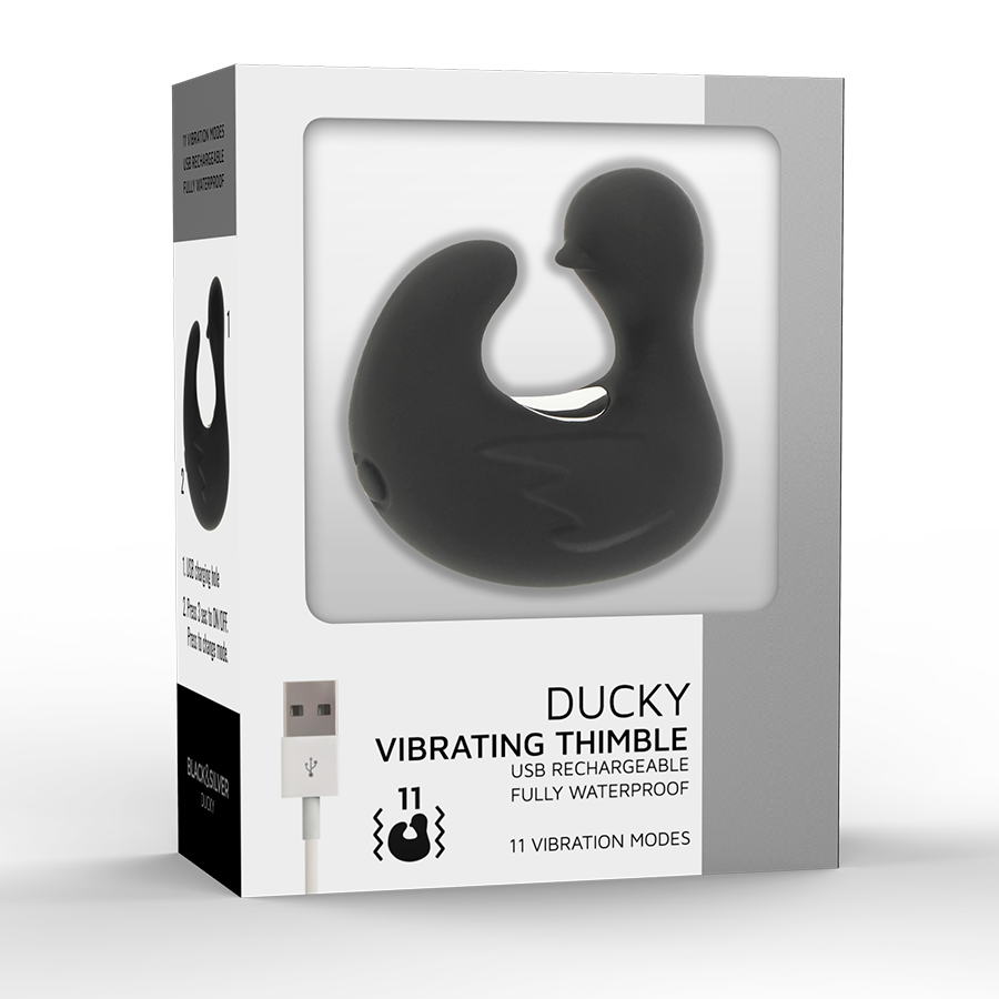 BLACK&SILVER - RECHARGEABLE SILICONE STIMULATING DUCK THIMBLE DUCKYMANIA