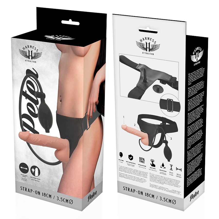 HARNESS ATTRACTION - PETER HARNESS WITH INFLATABLE PENIS 18 CM -O- 3.5 CM