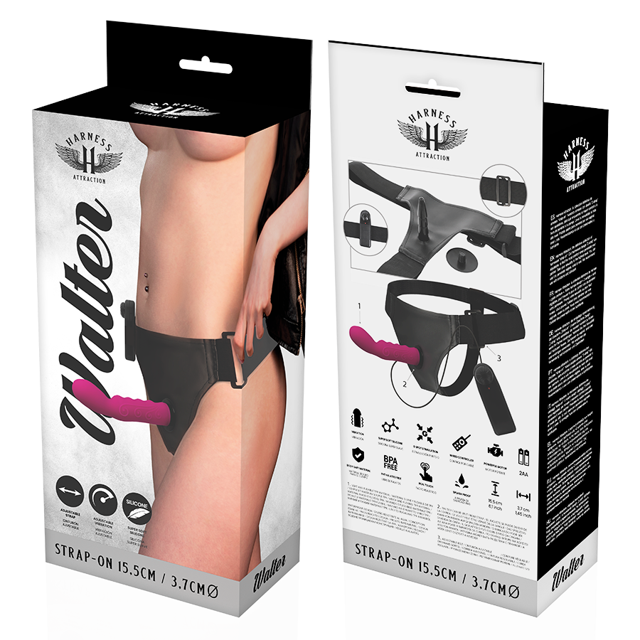 HARNESS ATTRACTION - HARNAIS WALTER AVEC VIBRATION 15,5 CM -Ø 3,7 CM