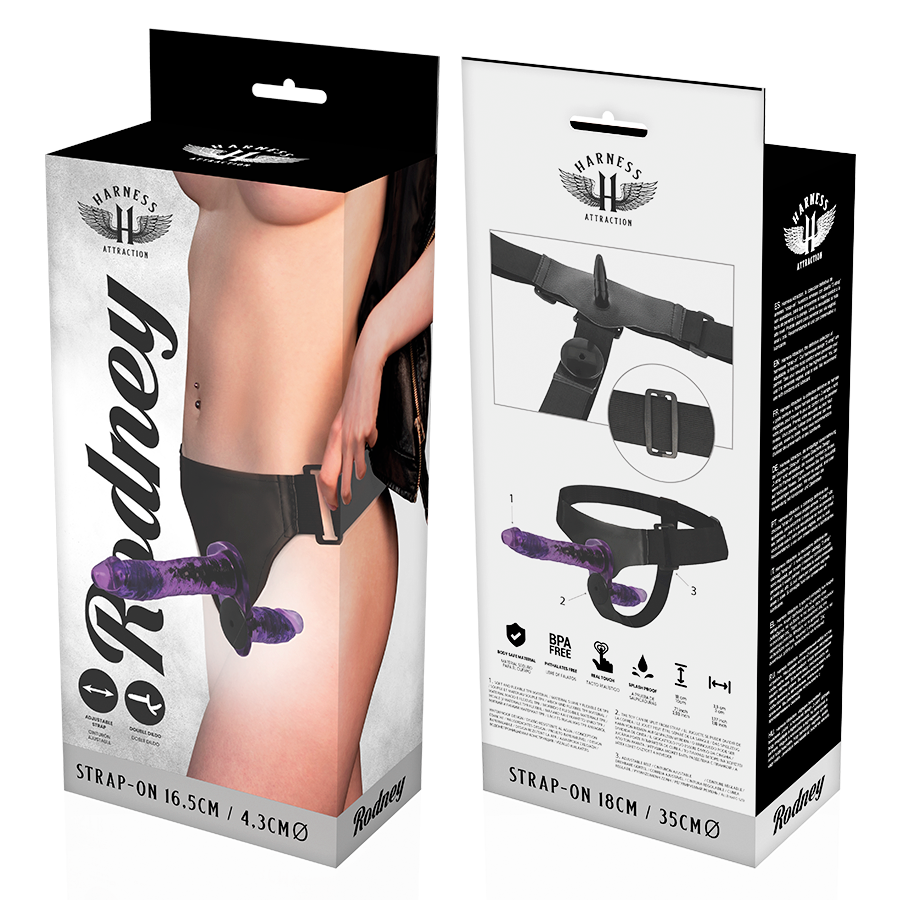 HARNESS ATTRACTION - RODNEY DOUBLE PENETRATION VIBRATOR 18 CM -O- 3.5 CM