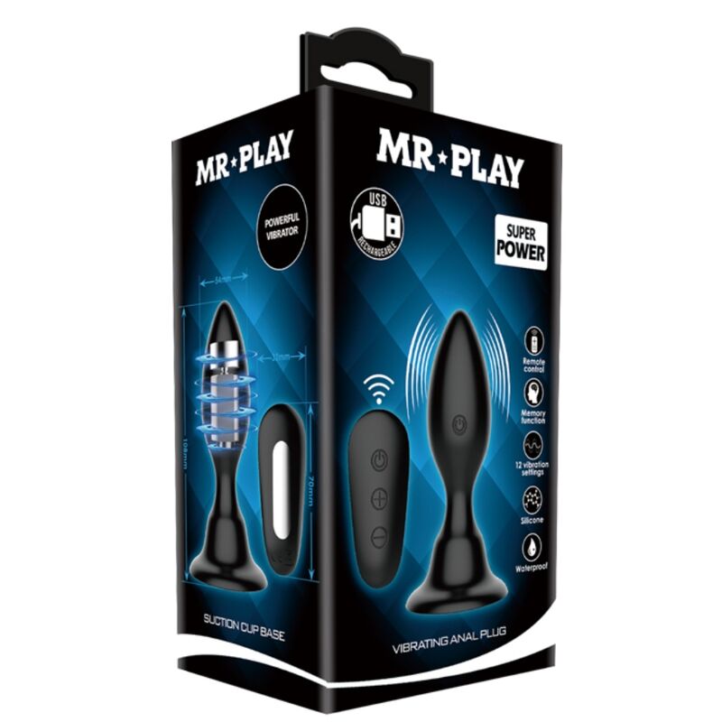 MR PLAY - VIBRATING ANAL PLUG BLACK REMOTE CONTROL