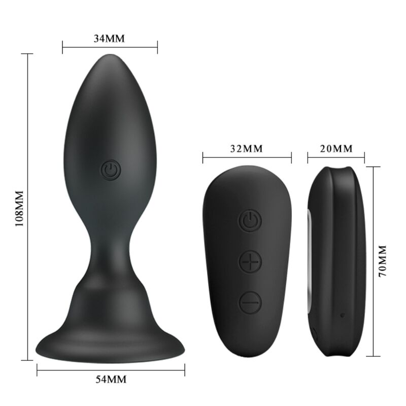 MR PLAY - VIBRATING ANAL PLUG BLACK REMOTE CONTROL