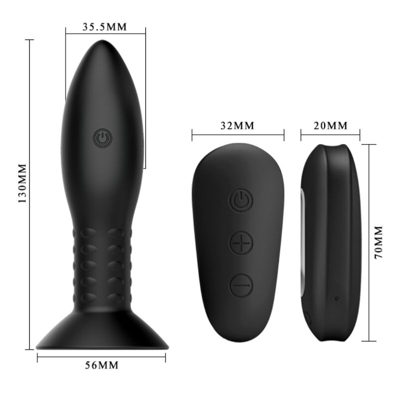 MR PLAY - PLUG WITH ROTATING BALLS BLACK REMOTE CONTROL