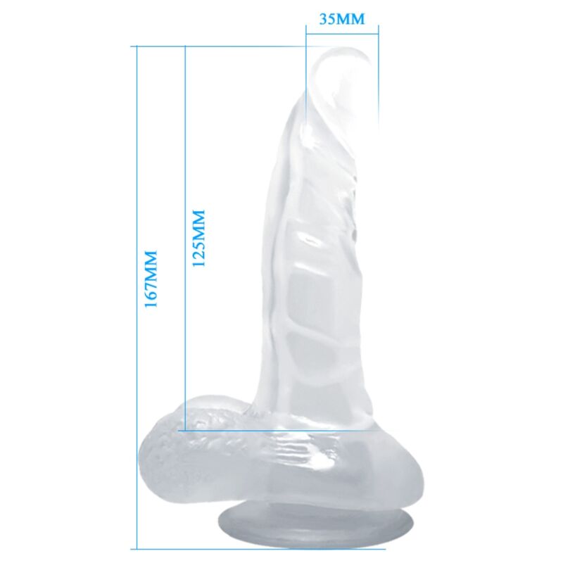 BAILE - DILDO RÉALISTE À VENTOUSE ET TESTICULES 16,7 CM TRANSPARENT