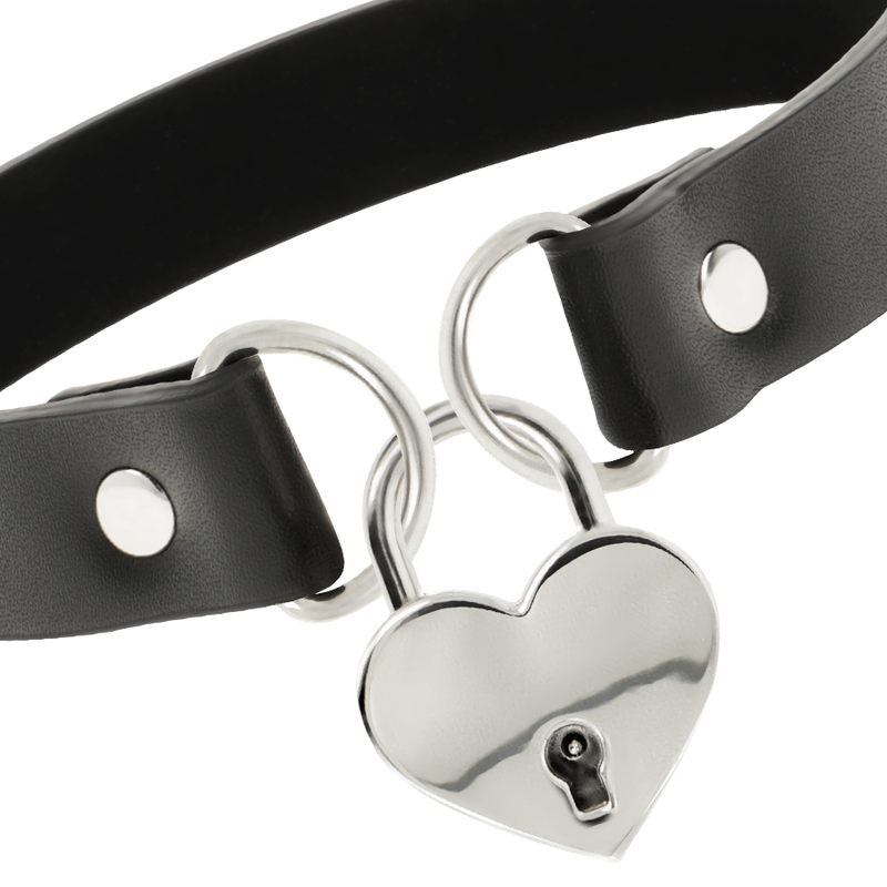 DÉSIR COQUETTE CHIC - COLLIER CUIR VEGAN ACCESSOIRE CŒUR AVEC CLÉ