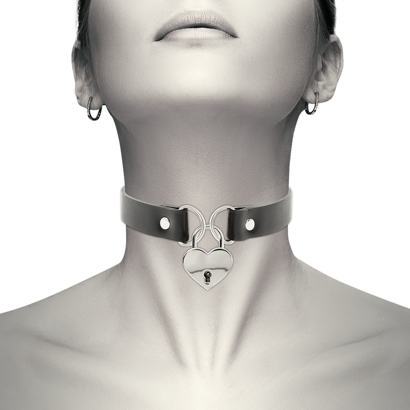 DÉSIR COQUETTE CHIC - COLLIER CUIR VEGAN ACCESSOIRE CŒUR AVEC CLÉ