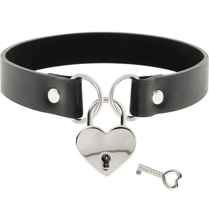 DÉSIR COQUETTE CHIC - COLLIER CUIR VEGAN ACCESSOIRE CŒUR AVEC CLÉ