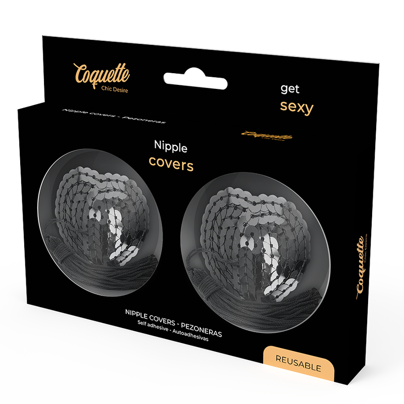 COQUETTE CHIC DESIRE - CACHE-TÉTONS NOIRS À PAILLETTES