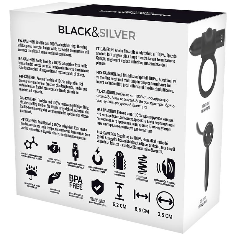BLACK&SILVER - CAMERON RECHARGEABLE BLACK RING