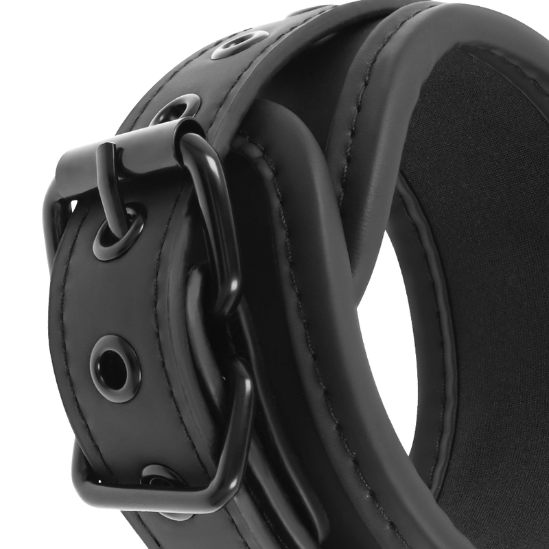 FETISH SUBMISSIVE - VEGAN LEATHER COLLAR AND HANDCUFFS WITH NEOPRENE LINING