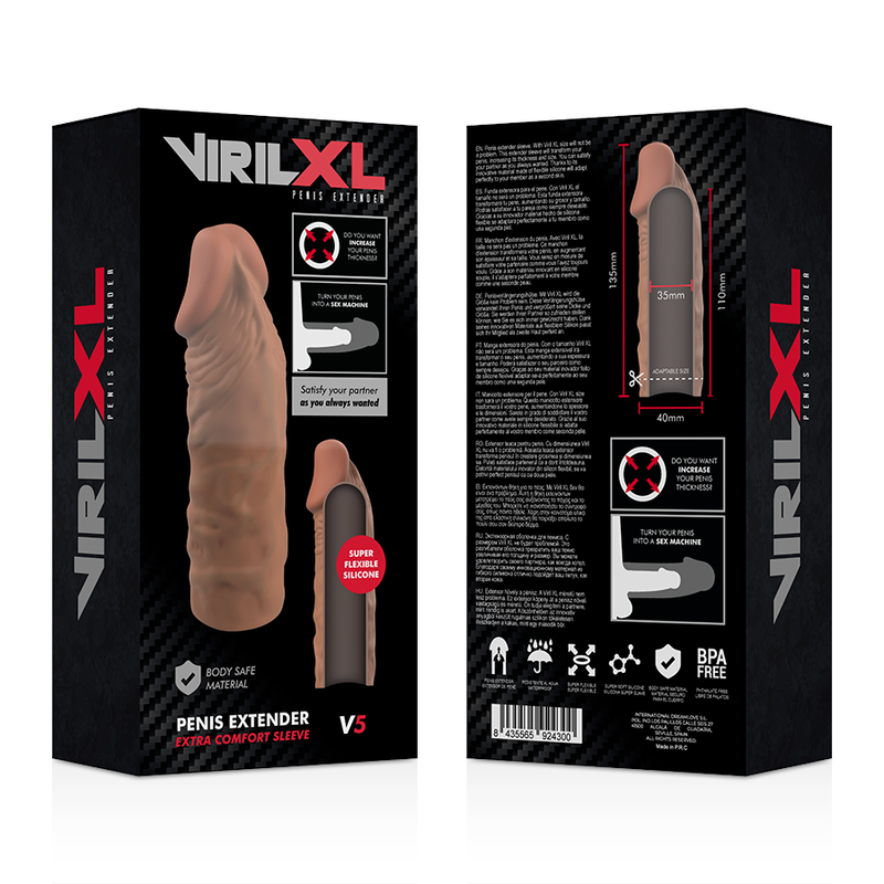 VIRILXL - EXTENSEUR DE PÉNIS EN SILICONE LIQUIDE V5 MARRON