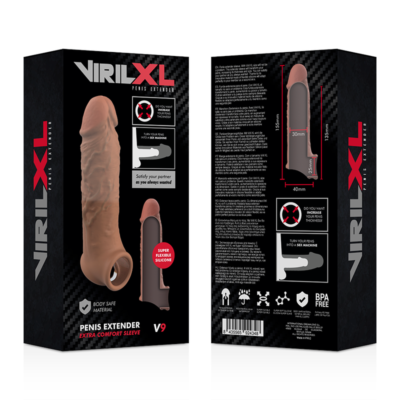VIRILXL - EXTENSION DE PÉNIS SILICONE LIQUIDE V9 MARRON