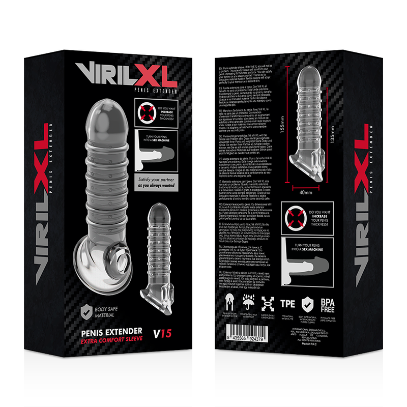 VIRILXL - TRANSPARENT V15 PENIS EXTENSION AND SLEEVE